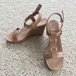 A2 by Aerosoles tan wedges